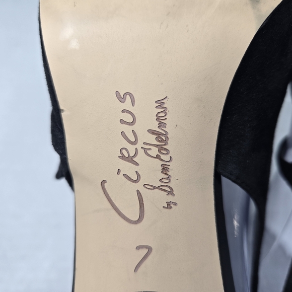 Circus by Sam Edelman Fraya Slingback Black Suede Pumps with Gold Buckles-Size 7 - Picture 11 of 15